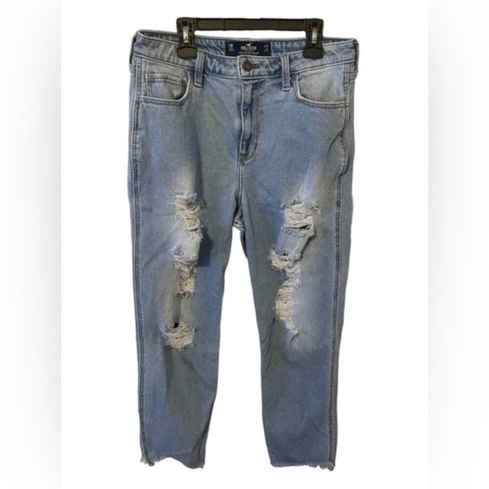 Hollister Ultra High Rise Mom Jeans Denim Distressed Casual Ripped Fall 31